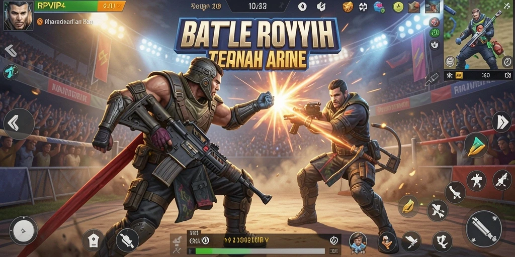 Tangkapan layar gameplay RPVIP4 yang menegangkan dalam pertarungan Battle Royale.